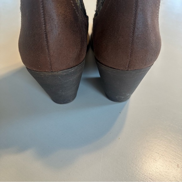 Jellypop Size 9 Brown Western Heeled Ankle Booties Cowgirl Woven Fabric Teal - Picture 5 of 7